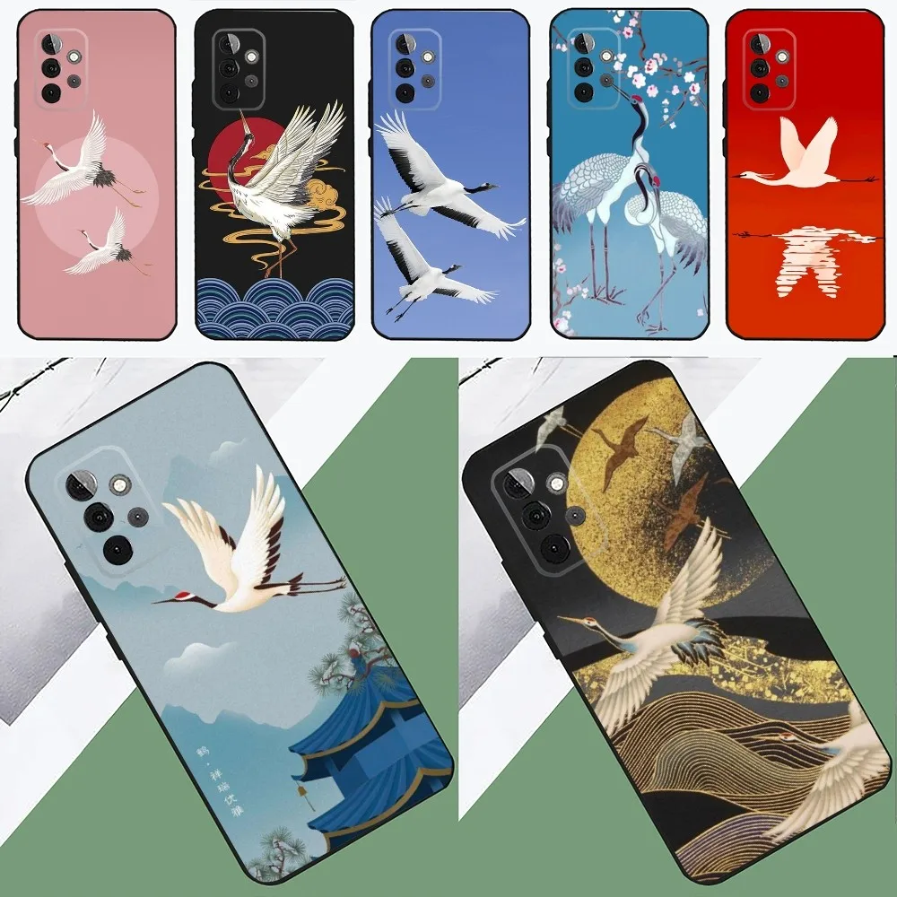 Beautiful Crane  Phone Case For SamsungS24,23,22,21,S20 ,Pro10,S30Plus,S9,20lite Ultra Black Cover