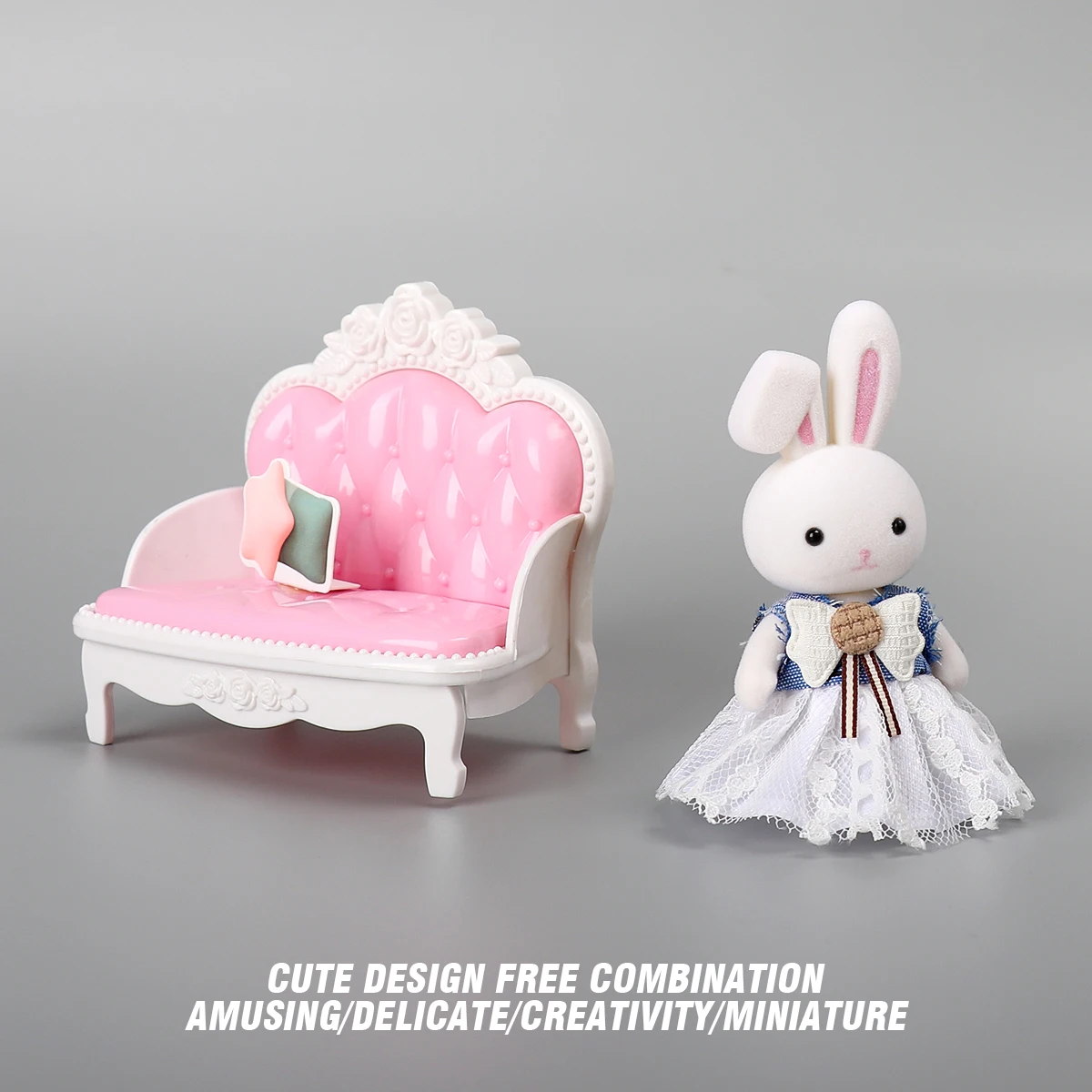 1:12 Finta giocattolo Principessa Castello Divano Bunny Set Ragazze Giochi di imitazione Casa Giochi di ruolo Accessori per bambini per regali