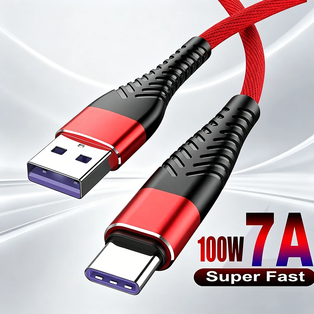 7A USB Type C Cable 100W Fast Charging Phone Charger Data Cord For Samsung S23 S24 Xiaomi Huawei Oneplus USB C Quick Charge Wire