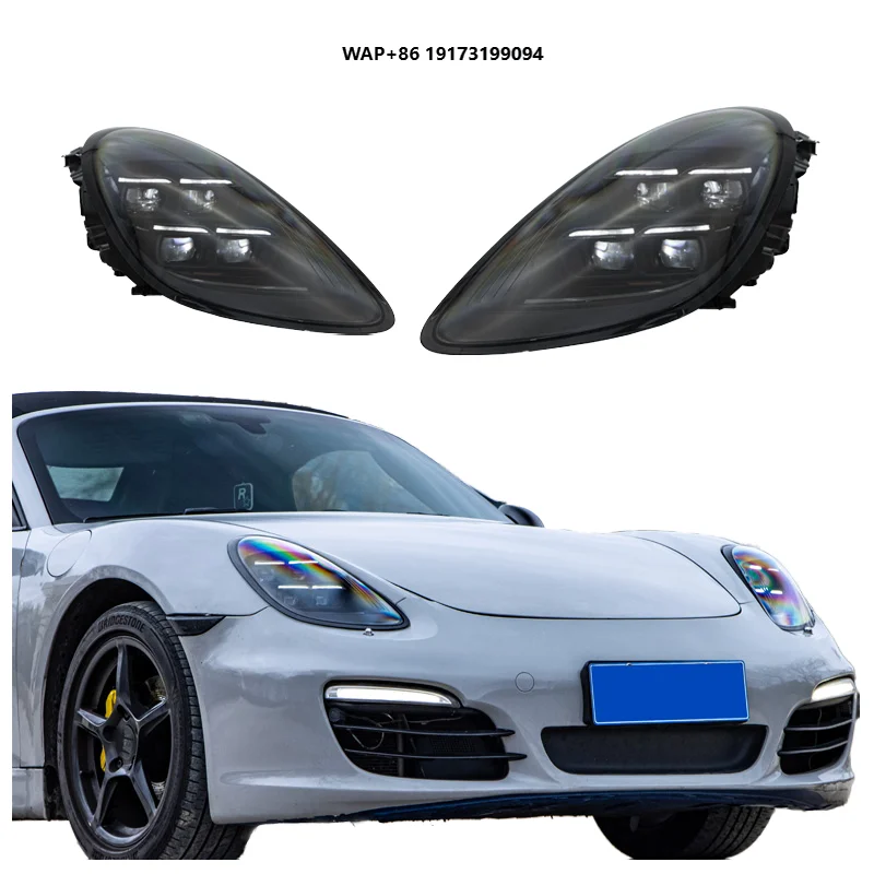 

Для Porsche 981 Cayman Boxster Высококачественные светодиодные фары 2012 2015 года Обновление фары с 4 линзами Светодиодные фары
