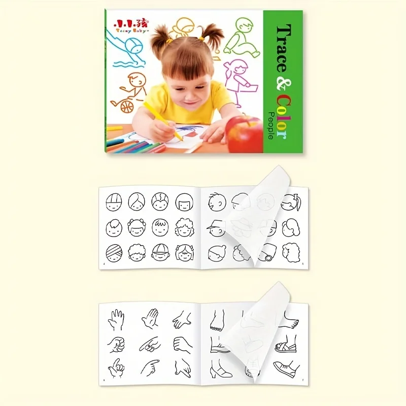 26cm*18.5cm CHILDREN\'S Large Page Coloring Book Baby Drawing Color Learning Stick Drawing Book Animal Fruit Flower