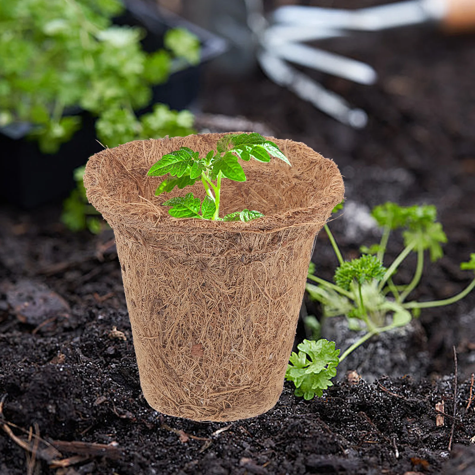 

1 set Coir Nursery Pots Round Fiber Planter For Plant Germination Starter Garden Container Gardening Supplies Flowerpot Basket