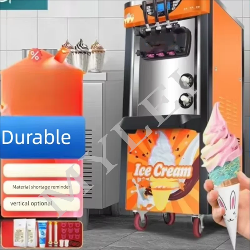Ice Cream Machine Three Flavors Easy Moving Pre-cooling System Automatic Function Soft Ice Cream Machine