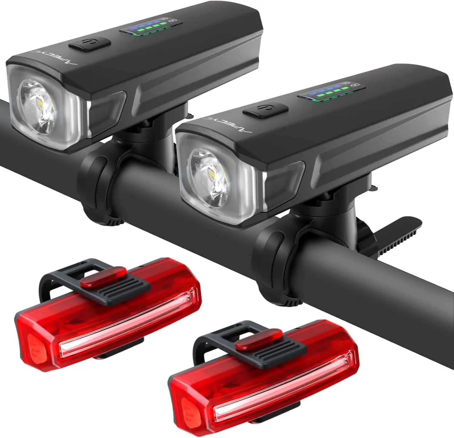 

Bicycle Front Headlight and Rear Taillight with 4+5 Modes, USB Rechargeable Bright Lights for Night Riding