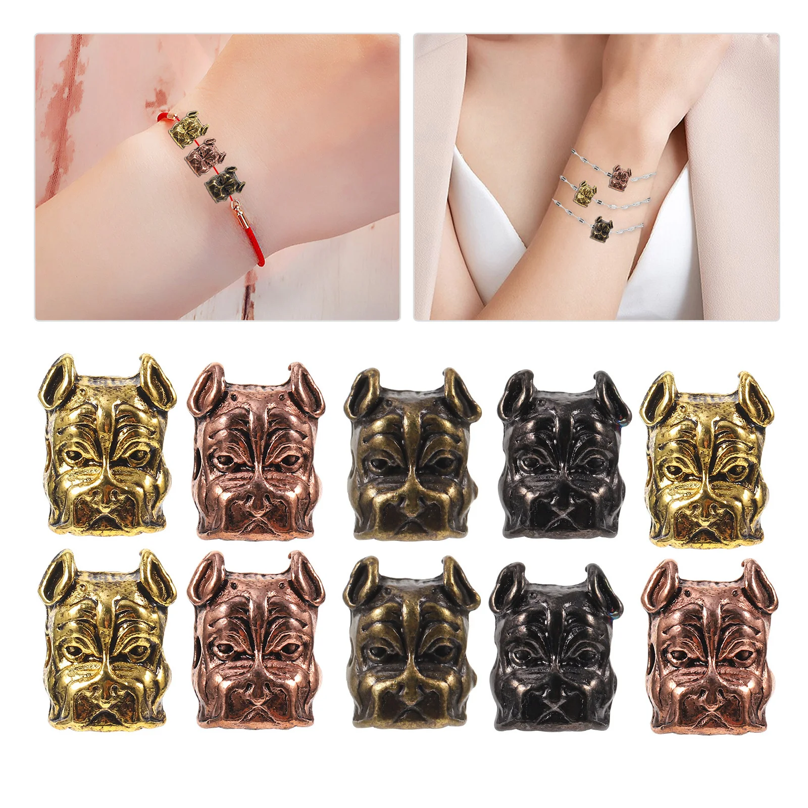 

10Pcs Alloy Dog Head Bracelet Connector Charms Stylish Jewelry Making Accessories for DIY Necklaces Bracelets Spacer Beads