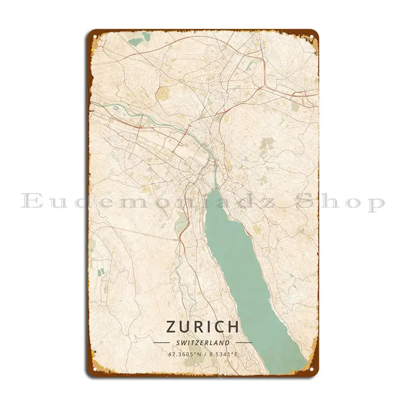 Zurich Switzerland Metal Sign Poster Party Design Create Wall Cave Designs Tin Sign Poster