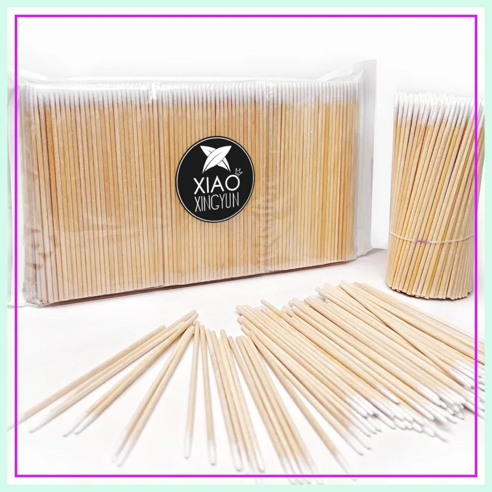

600PCS Pointed Cotton Swabs 4 Inch Wood Handle Precision Tip for Eyebrow Eyelash Makeup Nail Art Tattoo Cleaning