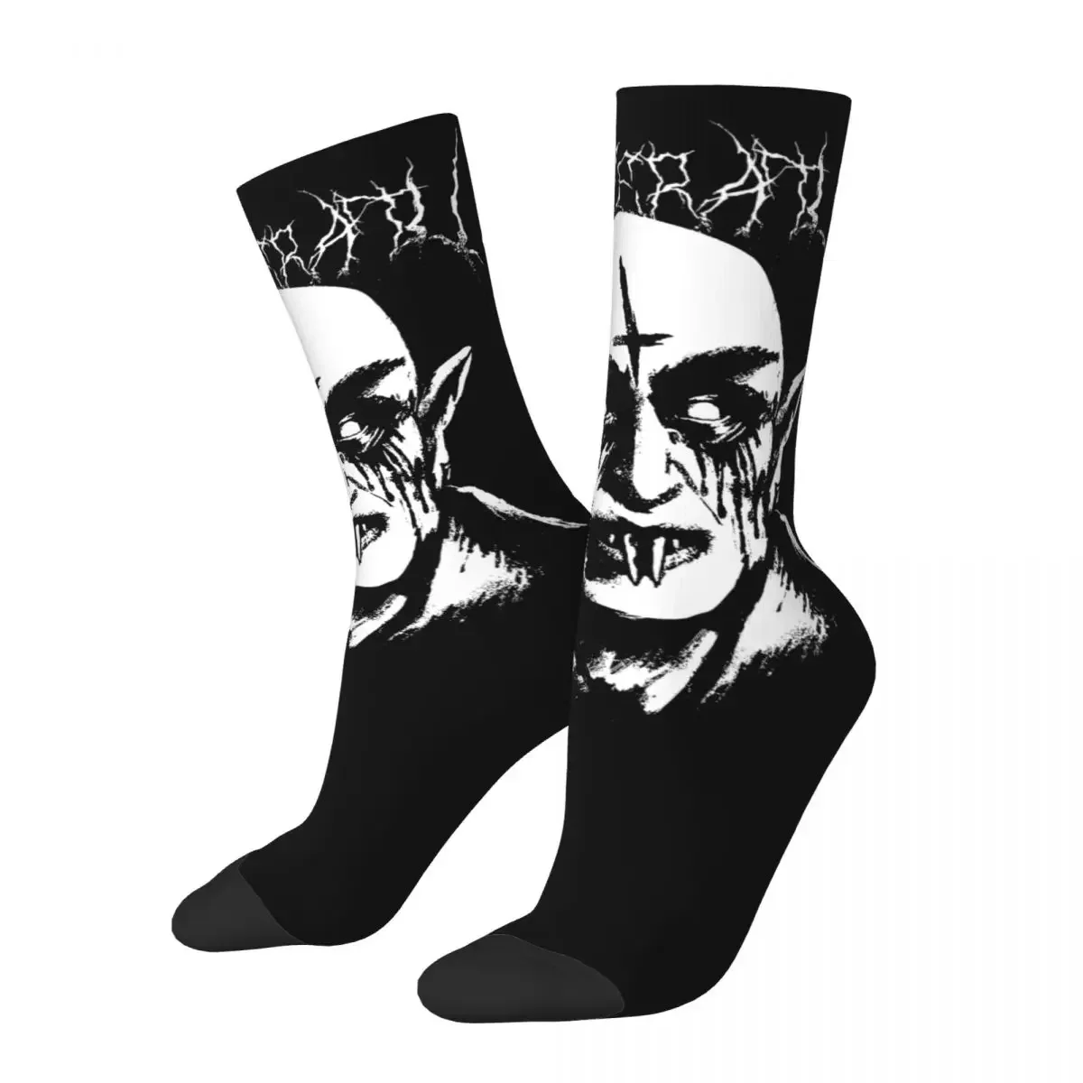 

Harajuku Black Metal Nosferatu Basketball Novelty Street Style Socks Middle Tube Socks for Unisex Non-Slip