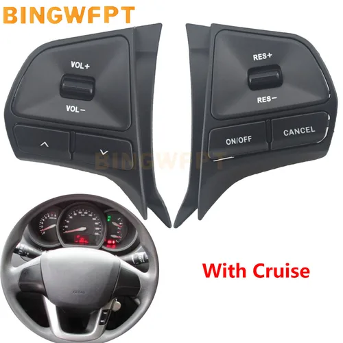 Botón de Control de crucero de volumen de Audio del volante para Kia Rio 2011 2012 2013 2014-2016 interruptor de sonido de teléfono con retroiluminación