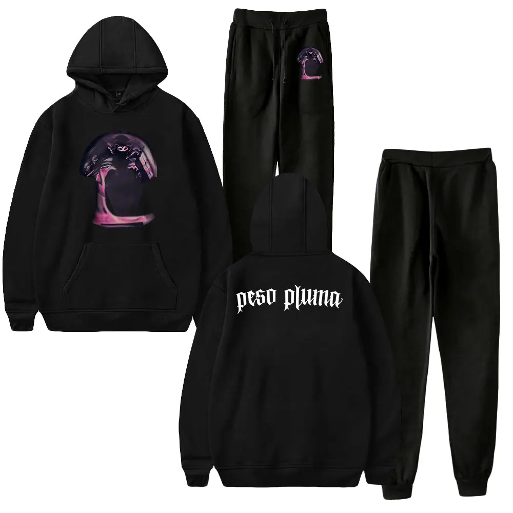 Peso Pluma Disenos Merch Hoodie Jogger Pants Two Piece Set Sweatshirts+Sweatpants 2023 World Tour Clothes Women Men's Set