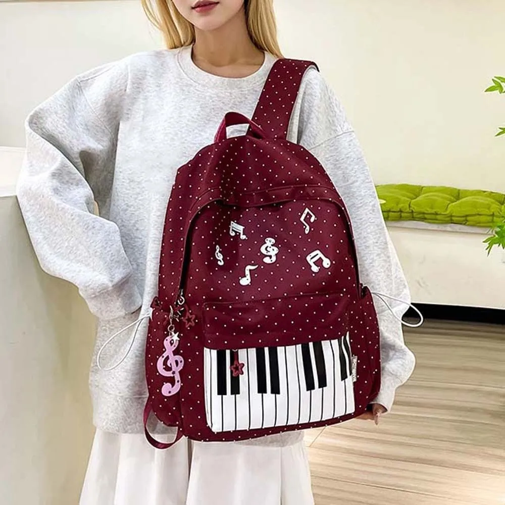 Nylon Piano Backpack Multi Pocket Lightweight Design Keyboard Bookbag Breathable Strap Japanese Style Music Note Bag