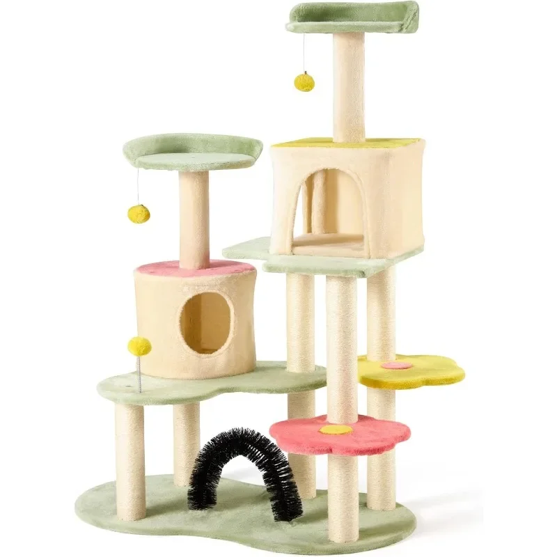 Cat Tree Tower, 59 Inches Cute Cat Tree for Indoor Cats w/Sisal Covered Cat Scratching Posts Stand Cozy Condo