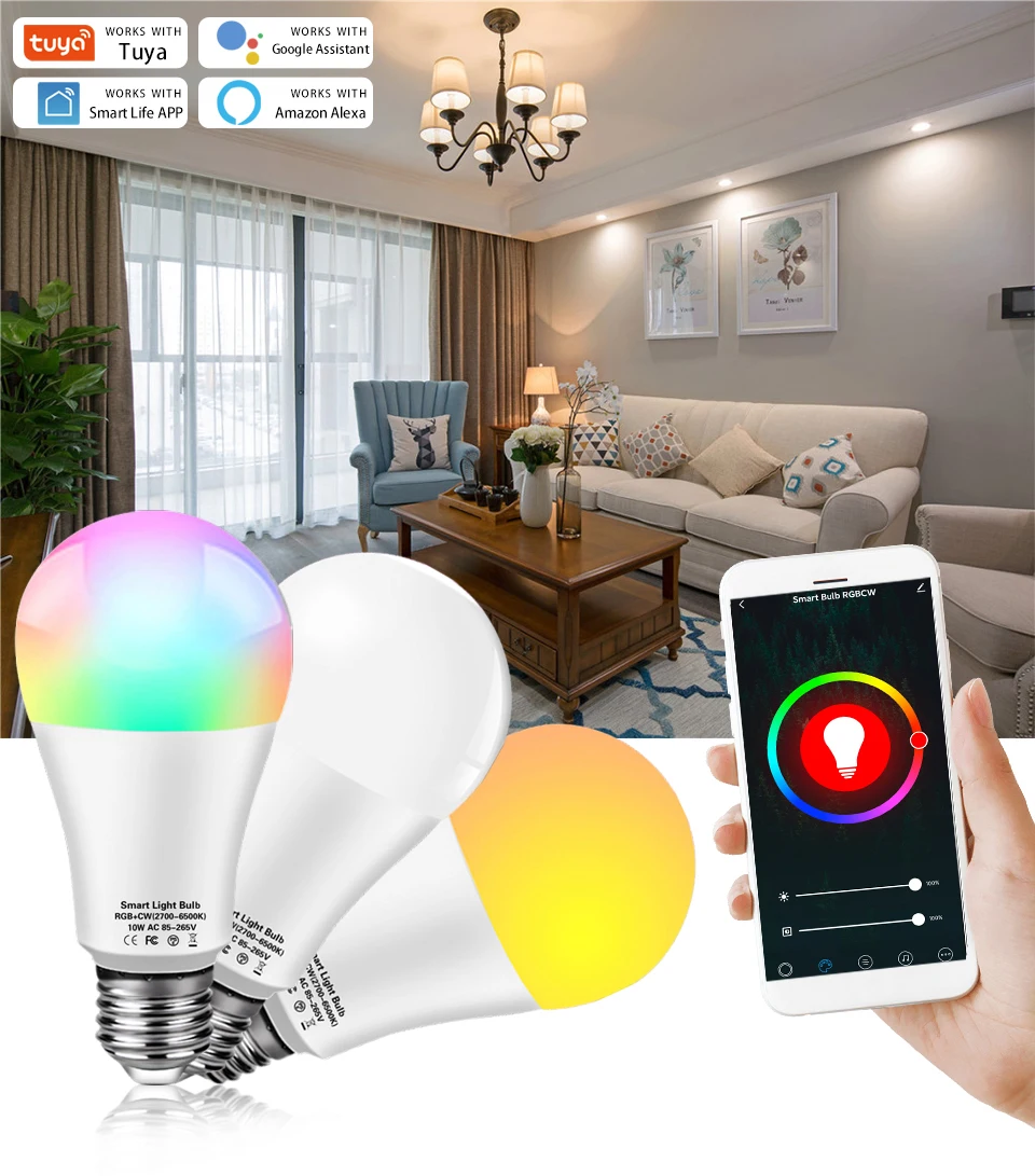 AC 220V 110V Tuya Smart WiFi LED Light Bulb E27 10W 15W 20W Alexa LED Lamp Smart Life APP Google Assisatnt Echo Voice Control