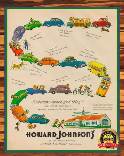 Howard Johnson's - Landmark For Hungry Americans - 1950s - Metal Sign