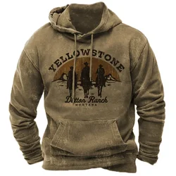 New Hoodies Sweatshirt Men's Hoodie 3D Cowboy Printed Pullover Oversized Men’s Tops Male Yellowstone Loose Vintage Clothes Hot