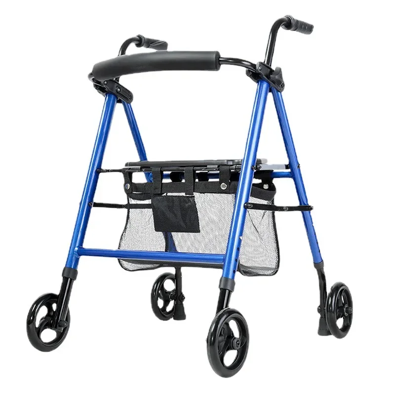 

Elderly Walker Trolley Can Sit on Four Wheels Walking AIDS Walk Aid