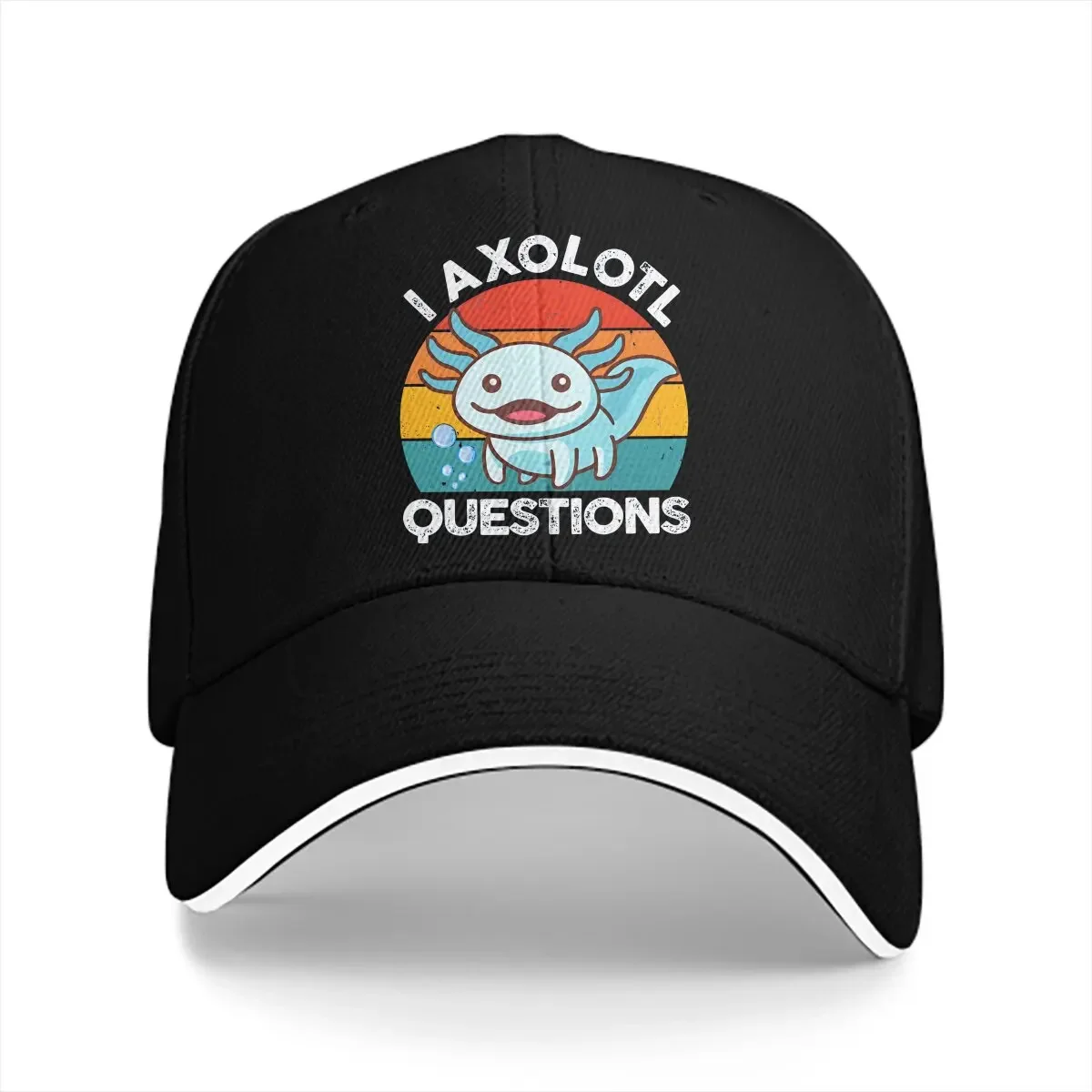 Pure Color Dad Hats I Axolotl Questions Kids Cute Axolotl Men's Hat Sun Visor Baseball Caps Axolotl Lover Peaked Cap