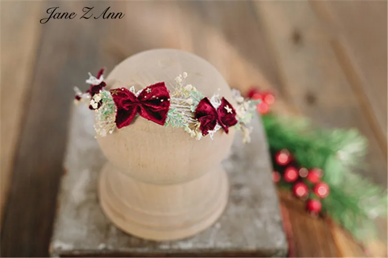 New year Christmas headdress Butterfly Hair with golden stars velvet headwear baby photography newborn shooting  props