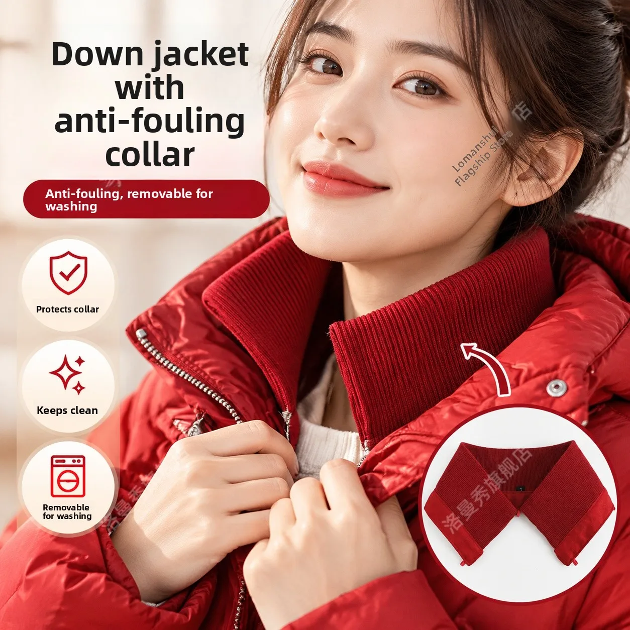 取り外し可能なニット厚手リブ編みフェイクカラーダウンジャケット綿製の服で洗って交換できる子供用冬用アウター