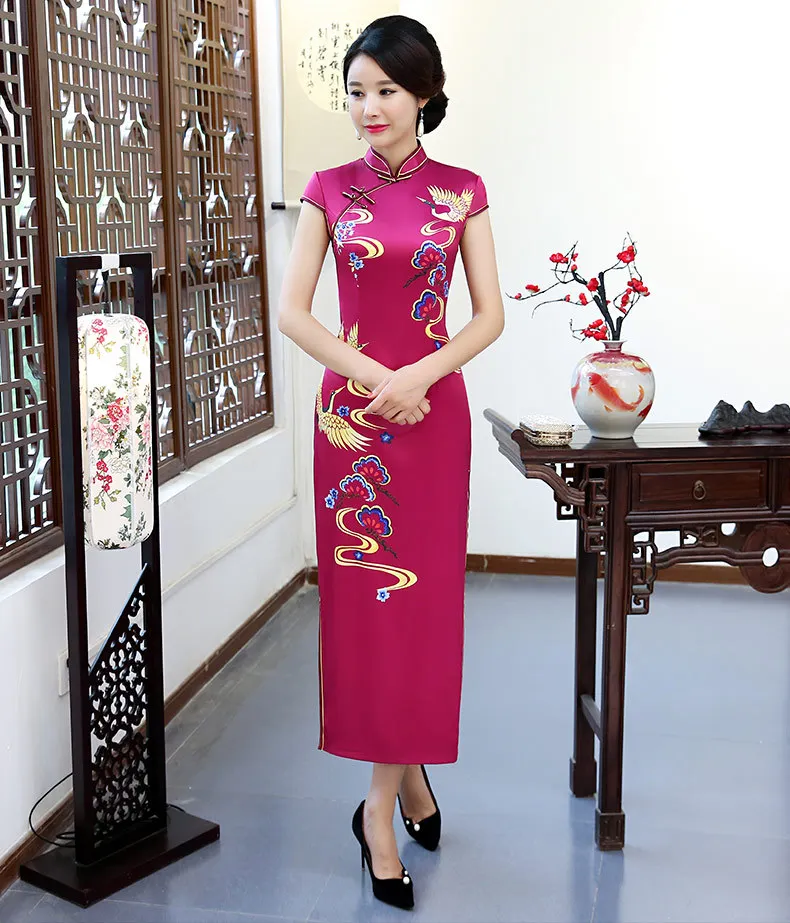 S-5XL Party Cheongsam Vintage Chinese Style Spring Long Evening Dress Oriental Woman Elegant Qipao Vestido