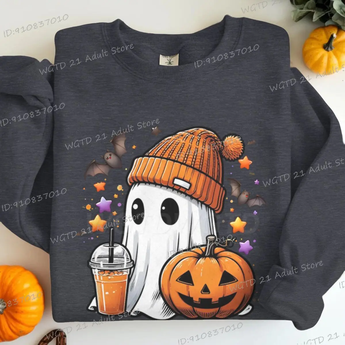Fashionable Halloween Boo and Pumpkin Print Women Sweatshirts Loose Classic Style Long Sleeve Streetwear Spooky Pullover Tops
