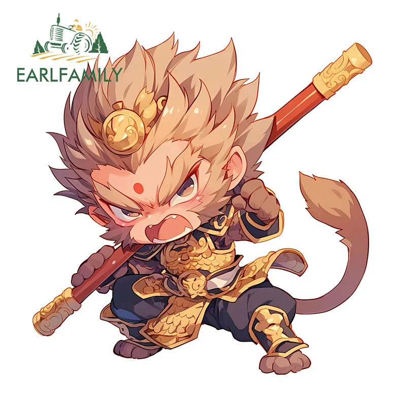 

EARLFAMILY 13 см x 12,8 см Chibi черный миф Wukong Автомобильная наклейка классический мультфильм предназначенный один переводка Мотоцикл Окно украшение