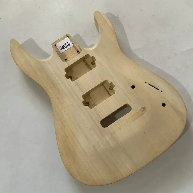 GB716  Solid Basswood Natural Color Unfinished Electric Guitar Body with 2 Humbucker Pickups and Custom Tremolo and Bridges