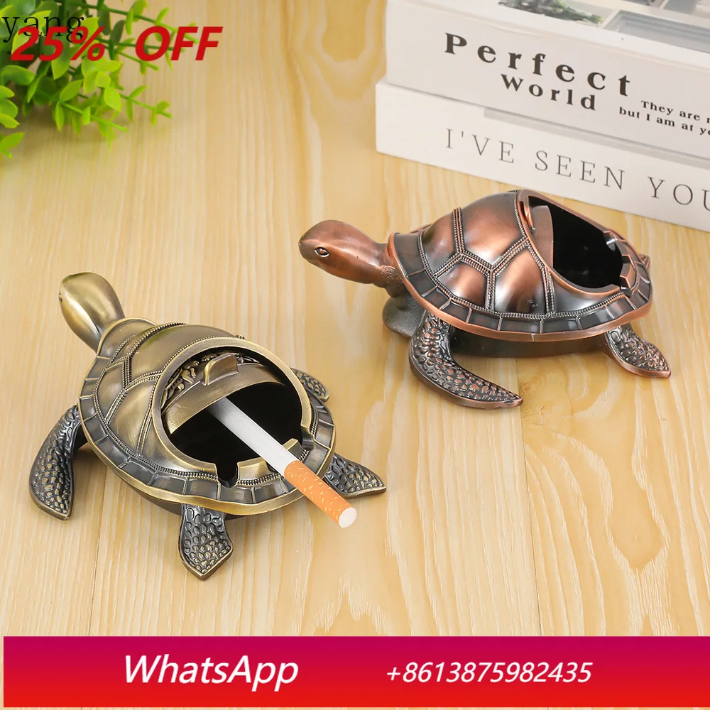 

CX creative retro file metal anti-drop multi-functional practical coffee table turtle shape with cover ornament