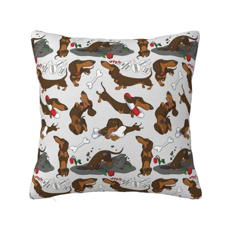 

Custom Funny Dachshund Cartoon Pattern Cushion Cover 3D Printing Square Floor Pillow Case for Sofa Pillowcase Decoration