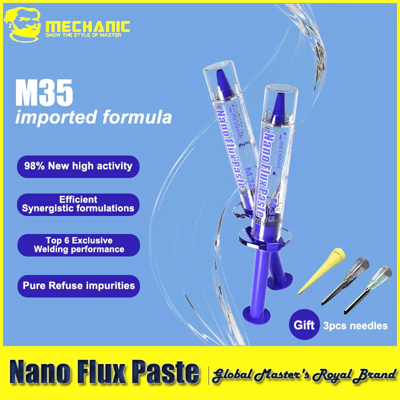 

MECHANIC M35 Lead-Free Syringe Solder Flux Paste Transparent Soldering Grease for Mobile Phone Motherboard Repair Welding Tools