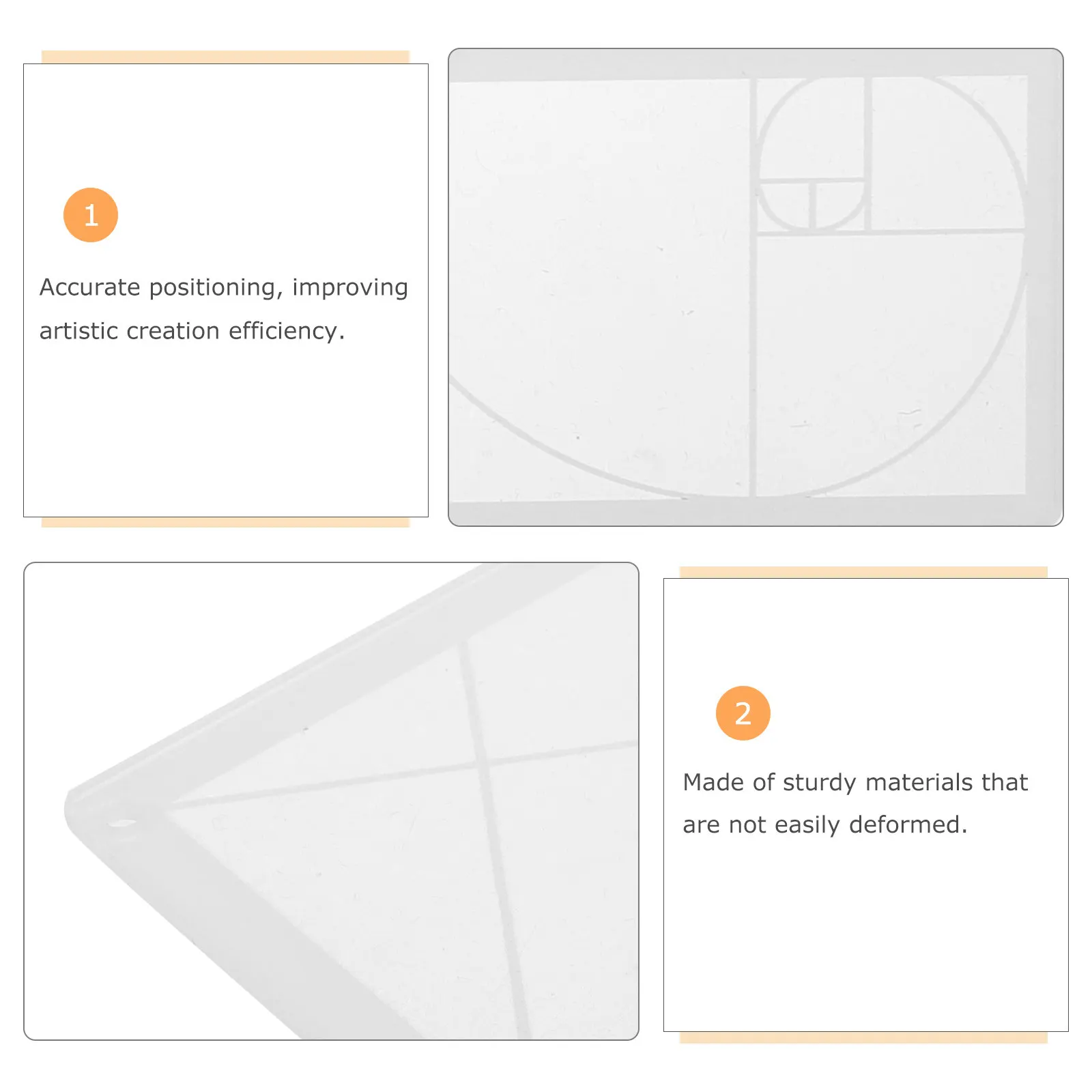 1Set Golden Ratio Acrylic Ruler Artist Adjustable Composition Tool Precise Center Marking Drawing Scale Layout Ruler