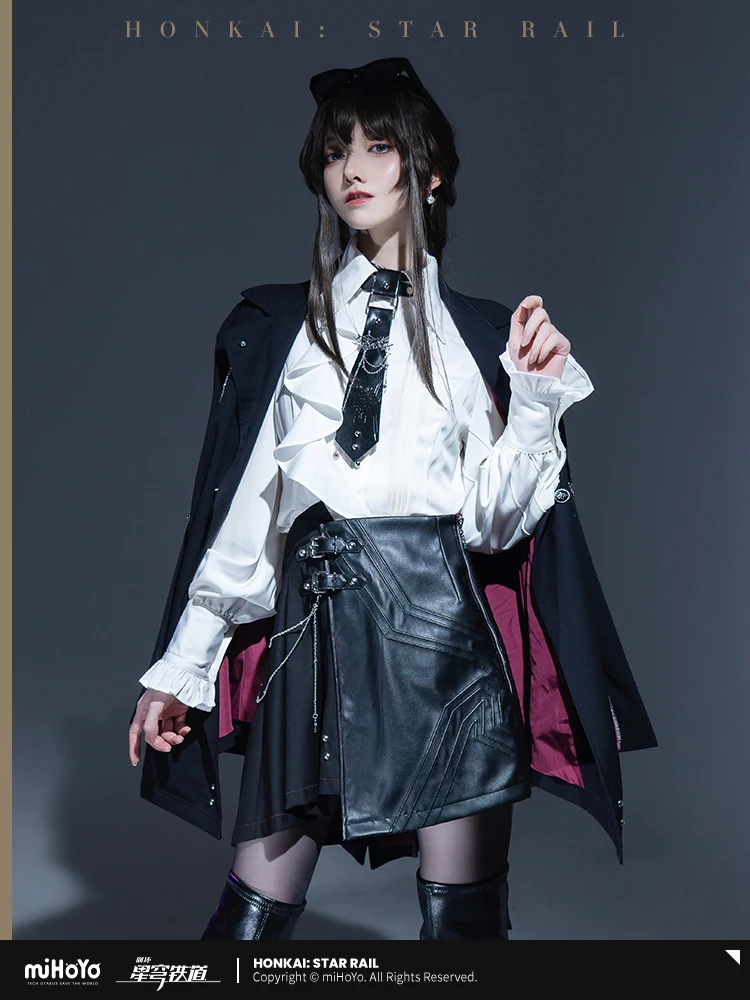 Pre-sale MiHoYo Official Kafka PU Skirt Game Honkai Star Rail Cosplay Costume Fashion Black Daily Wearing Black Dress Gifts