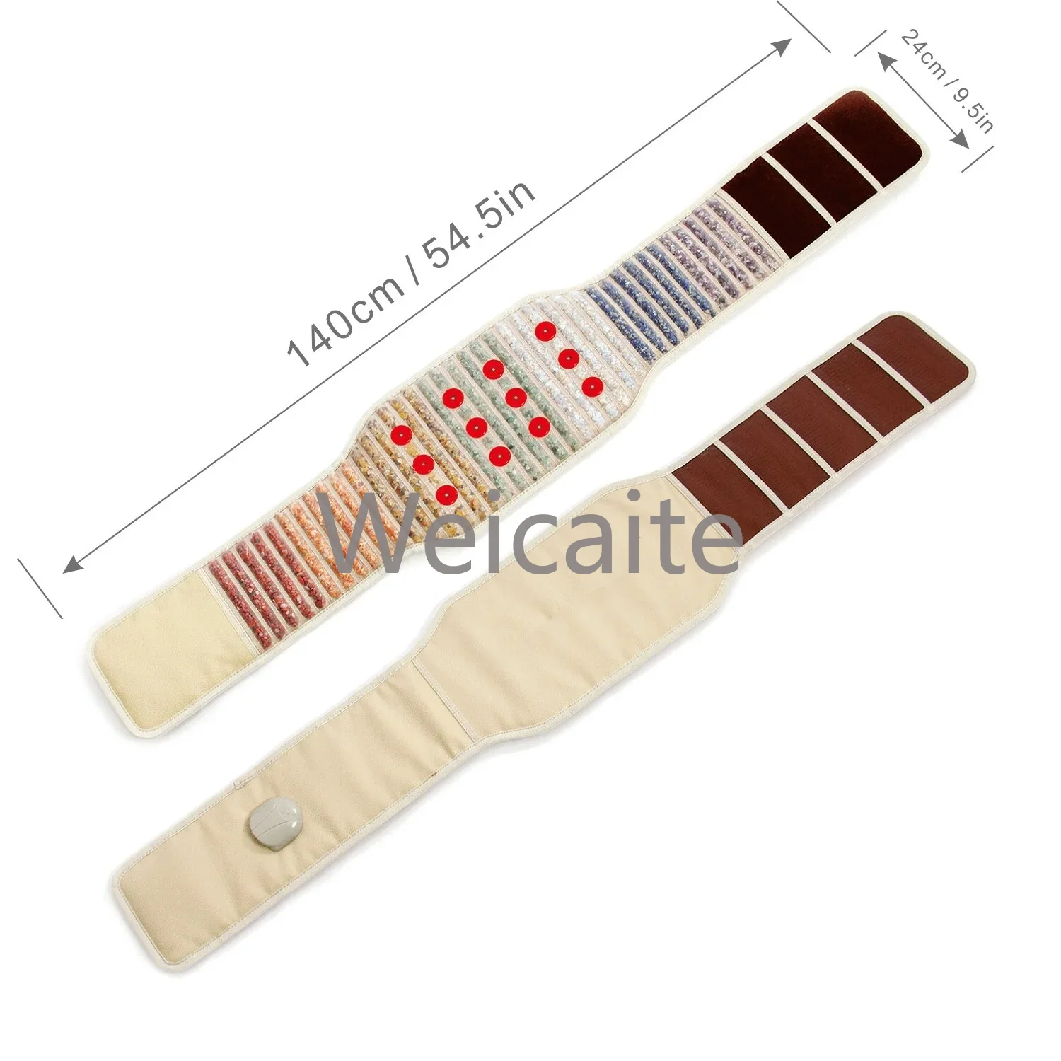 

Chakra Gemstone Photon Heating Mat Belt with 7 Crystals for PEMF Function - 54.5 X 9.5 Inches