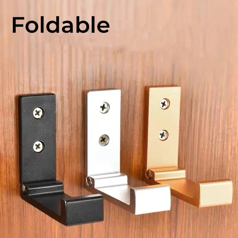 Folding Clothes Hook Space Aluminual Decorative Wall Mounted Metal Door Hanger Bathroom Retractable Coat Single Hook Accessories