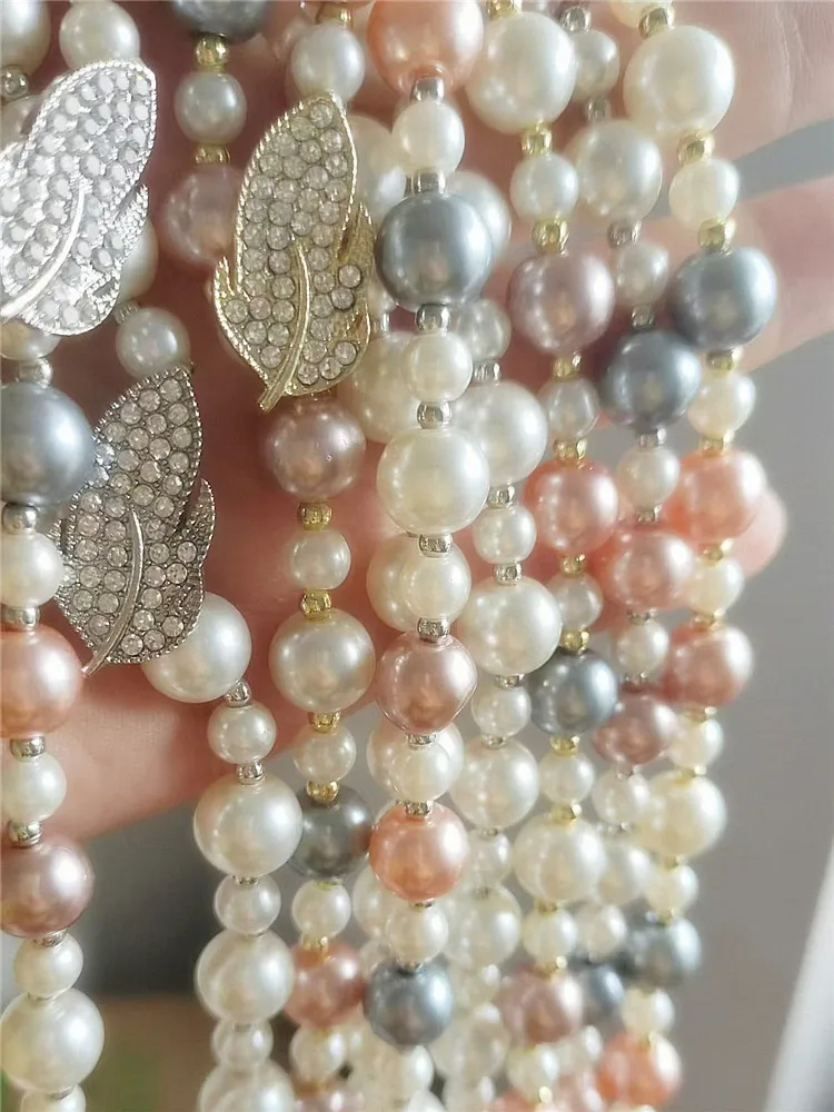 

Fashion Leaf Pearl Long Necklace For Women Elegant New Charming Sweater Chain Jewelry Christmas Birthday Gifts