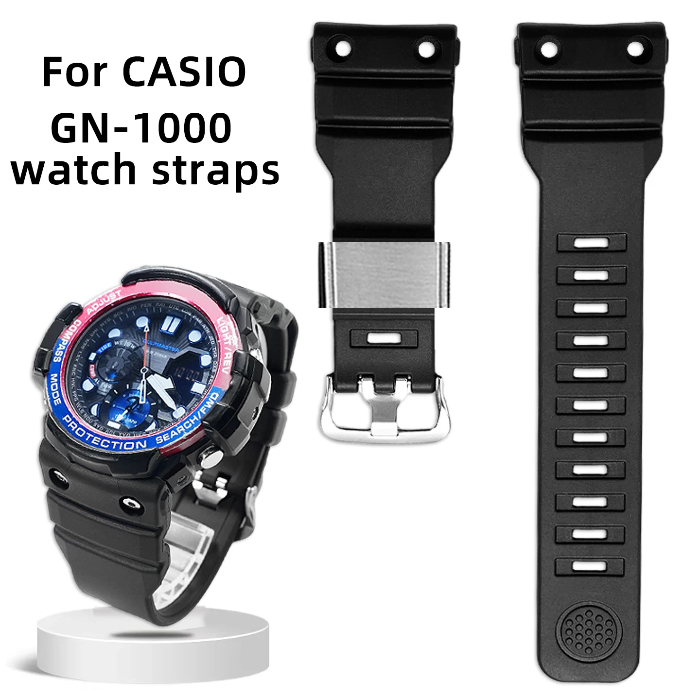 Genuine Resin-Silicone Durable Watch Strap for the Casio Marine Series GN-1000 Multi-Function Watch (Movement No. 5443)