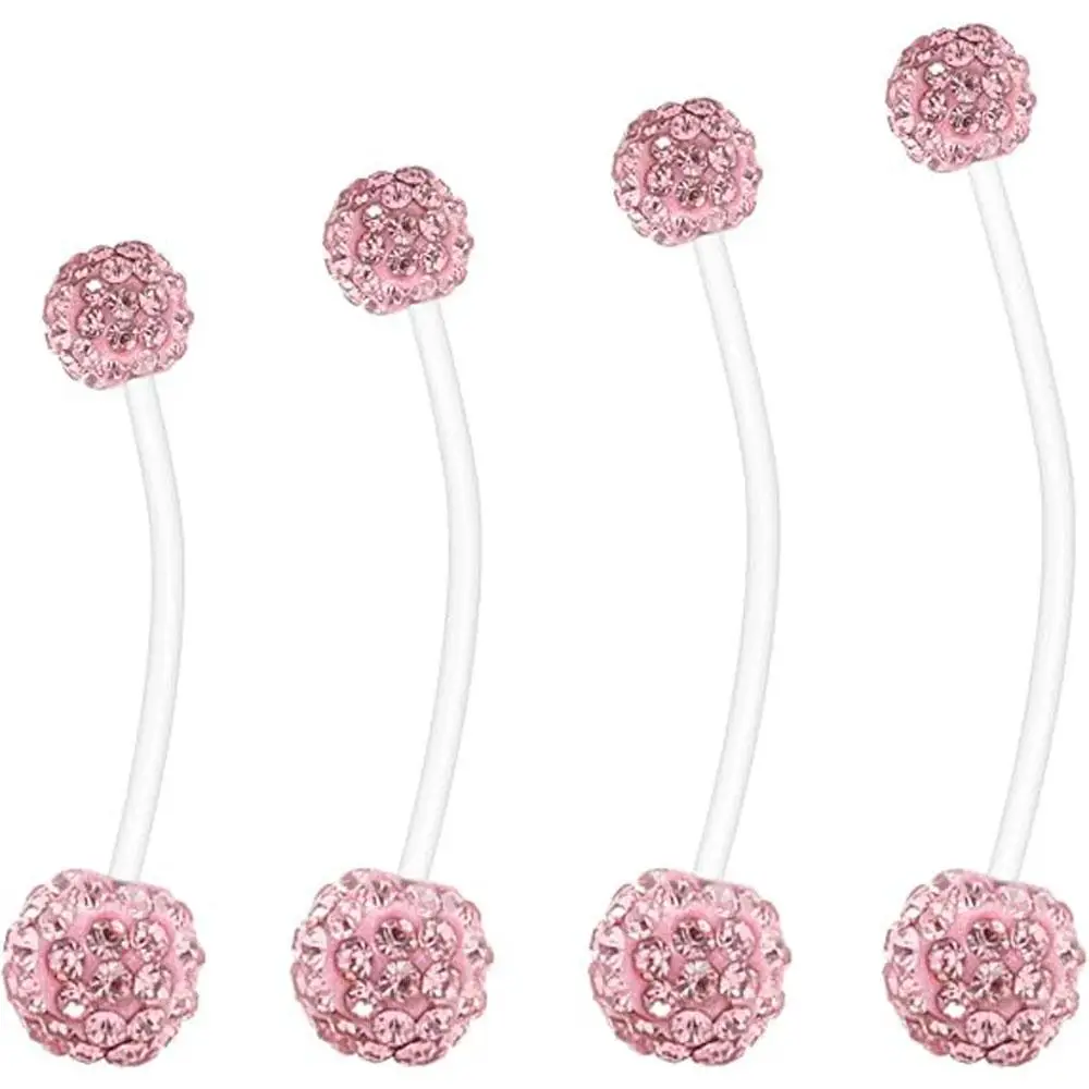 4Pcs Set Belly Rings Maternity Belly Button Rings Acrylic Long Bar Navel Ring for Maternity Sport Pregnant Different Length