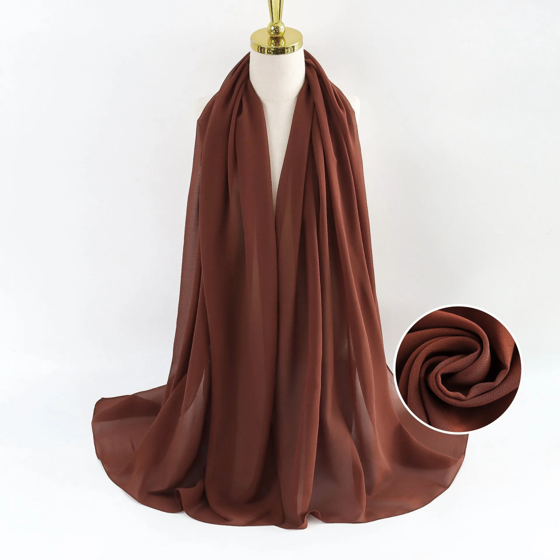 

70*175cm Hot-selling Pearl Chiffon Scarf, Muslim Saudi Arabian Middle East Large Scarf, Solid Color Headscarf