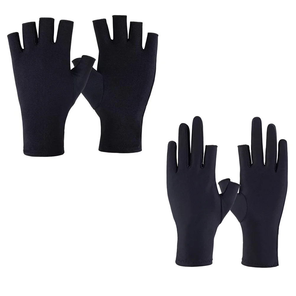 

4Pcs Sun Protection Gloves Women Hands Covers Summer Non-slip Short Cycling Gloves Black Half Two Fingers Skin Care Tools