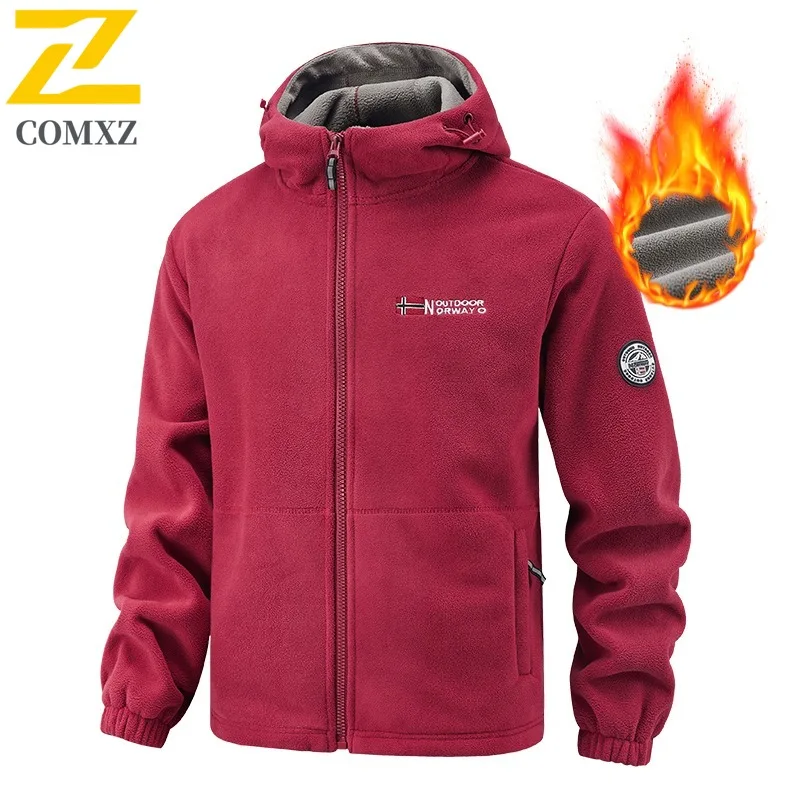 Setelan Latihan Ski Pria Jaket Fleece dan Celana Dua Potong untuk Perlindungan Dingin di Luar Ruangan yang Nyaman Pakaian Olahraga Musim Dingin Ringan untuk Berkemah