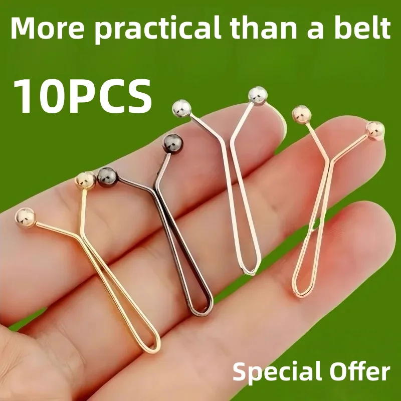 

10Pcs Metal Waist Clip Invisible Pants Waist Adjuster No Sewing Required Instant Tighten Waistband Buckle for Jeans Skirt