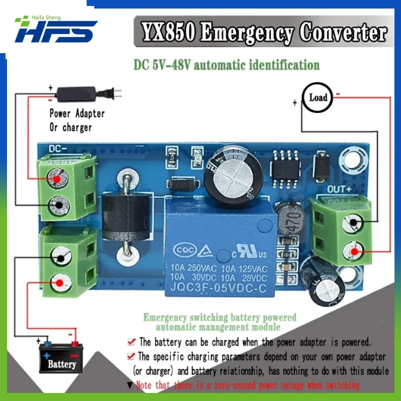 YX850 konverter JY-850 darurat universal 5 v-48 V, modul baterai lithium baterai siaga otomatis kegagalan daya