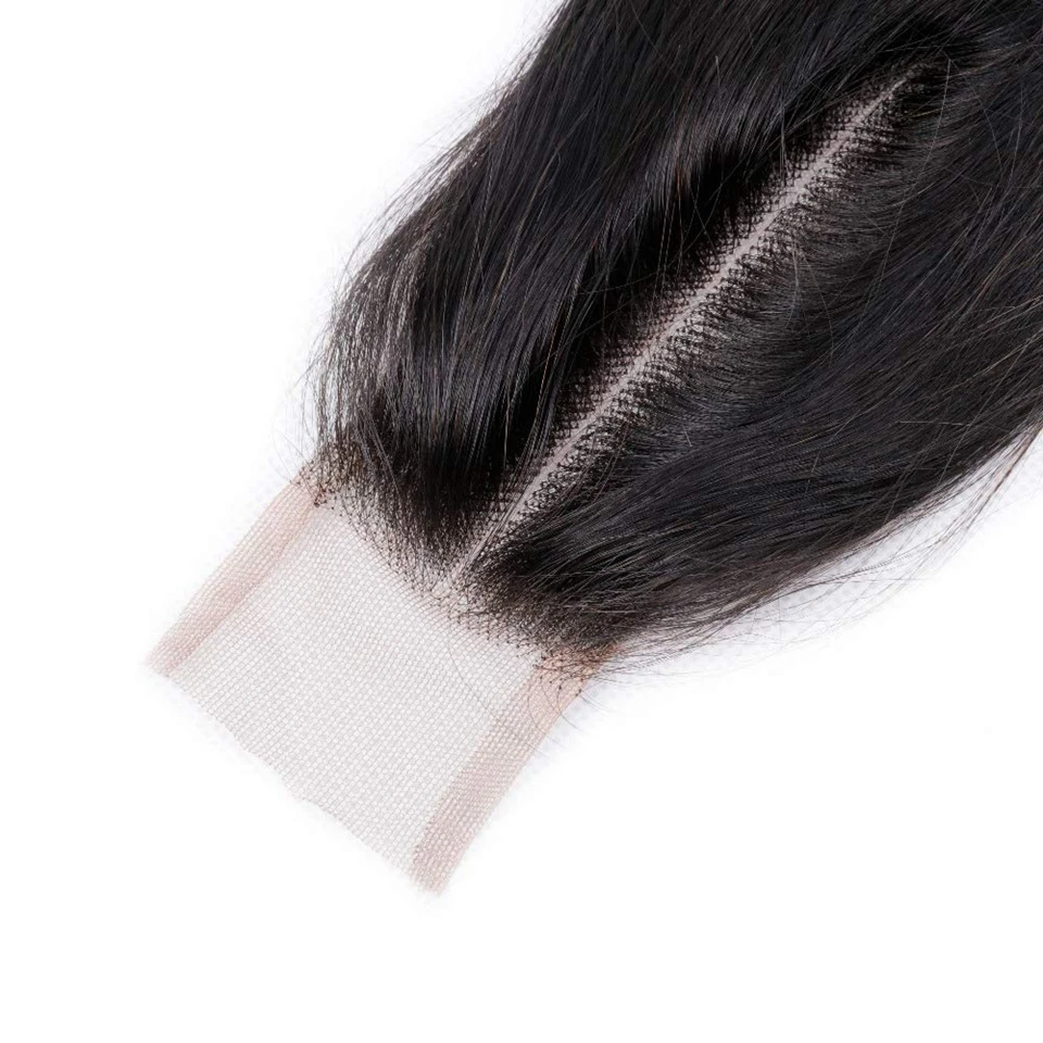 Alipretty-Cabello Humano ondulado para mujer, accesorio de encaje con cierre de parte media, suizo, Remy brasileño, 2x6