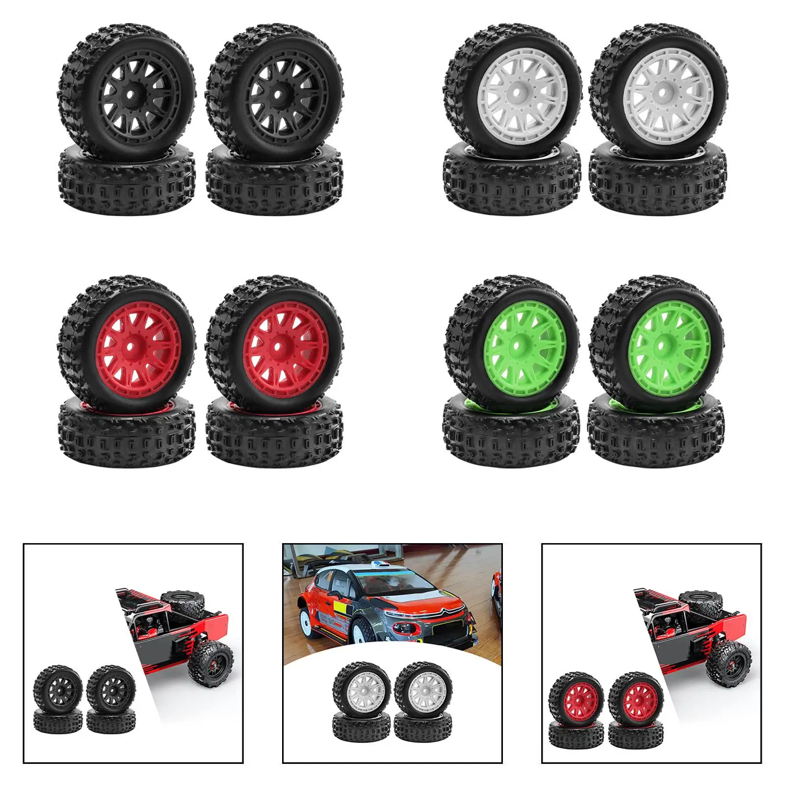 

4 Pieces 1/18 RC Car Wheels and Tires Professional Spare Parts RC Car Part