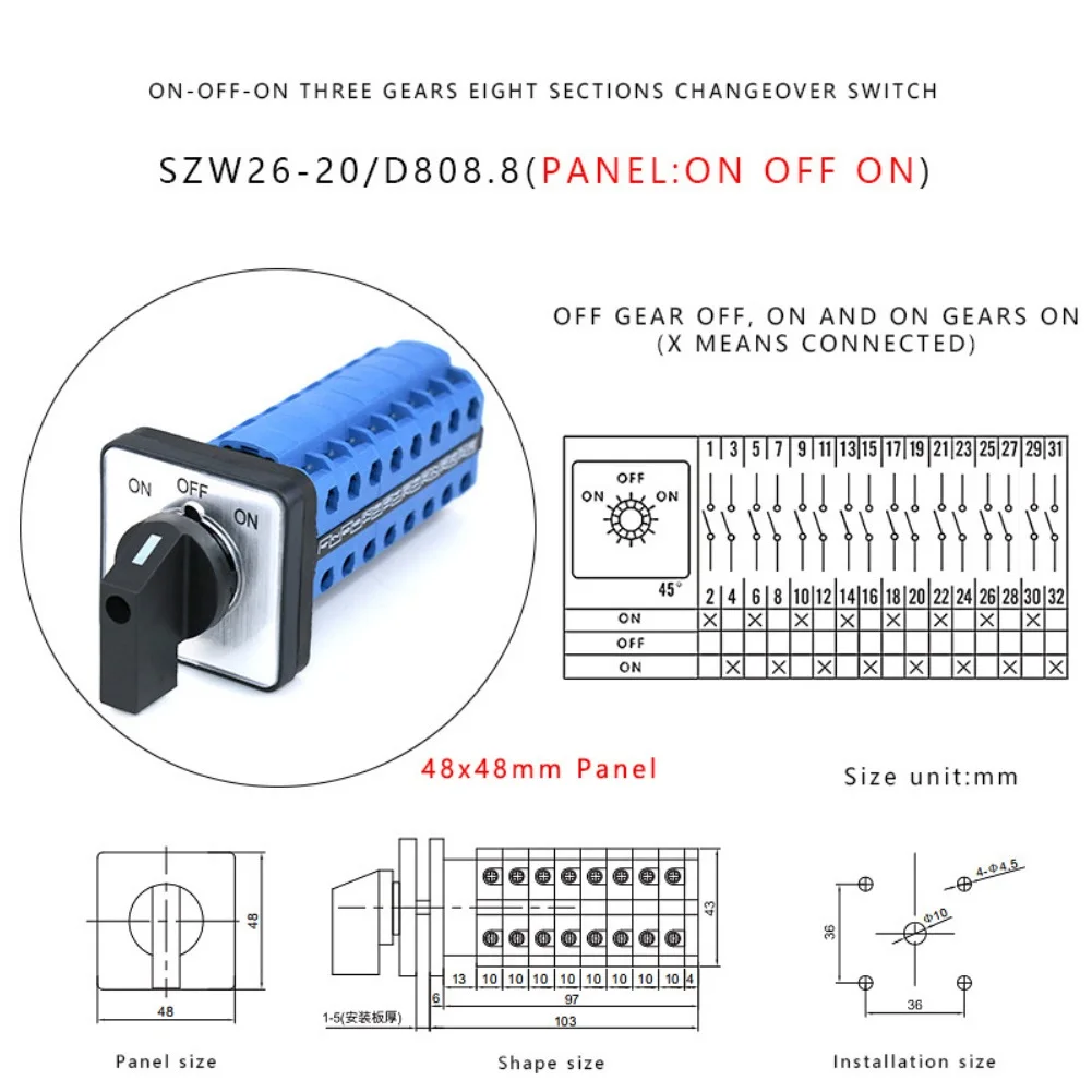 簡単設置ロータリースイッチ-電気回路セレクター-szw26-20-3ポジションロータリースイッチ-dc-13-使用カテゴリー