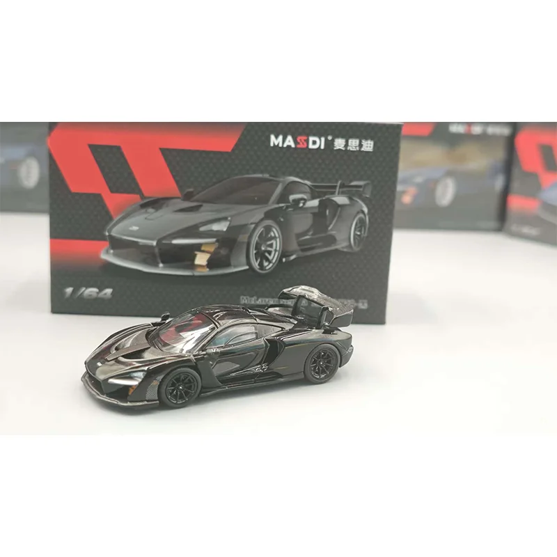 Nieuw op voorraad Masdi 1:64 Mclaren Senna stijl blauw legering speelgoedmodel gegoten hypercar met gedetailleerd interieur voor kerstcadeaus