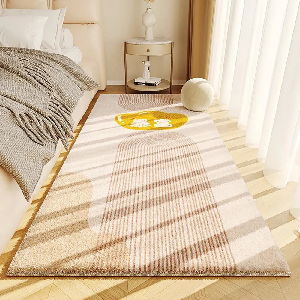 

VIKAMA Simple Cream Style Faux Cashmere Living Room Fluffy Rugs Home Decor Bedroom Cloakroom Bedside Non-Slip Rugs