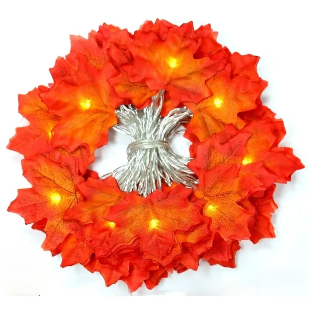 

1PC 3m 20LED Lights String Artificial Maple Leaf Lantern Garland for Halloween Christmas Thanksgiving Day Home Decorations Gift