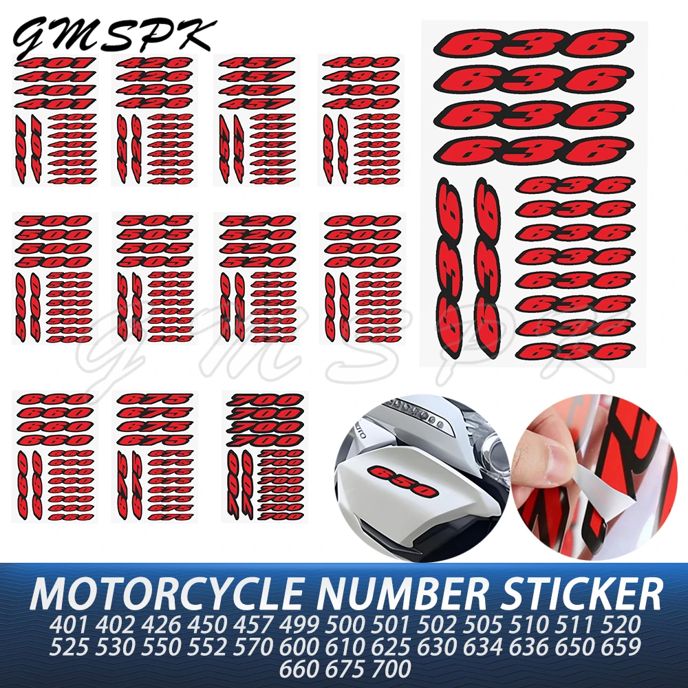 

Красный арабский номер 401-700, универсальная декоративная наклейка для мотоцикла, обтекатели для мотоцикла, боковая наклейка на лобовое стекло, эмблема, наклейки