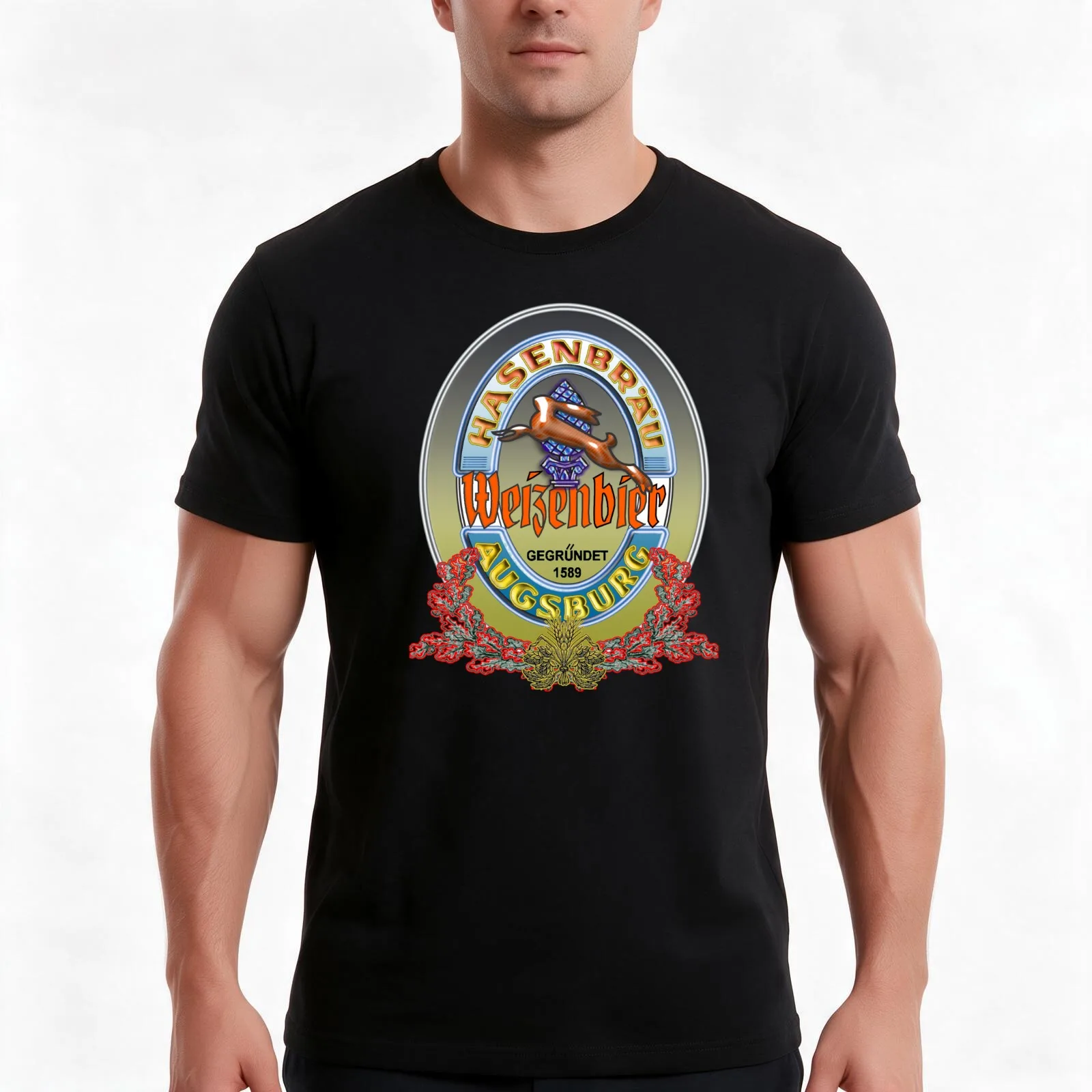 hasenbrau Beer, one of Germany,s oldest breweries T-Shirt, Summer Casual Cotton Tee, Oversized Streetwear Tops, Unisex Men Women